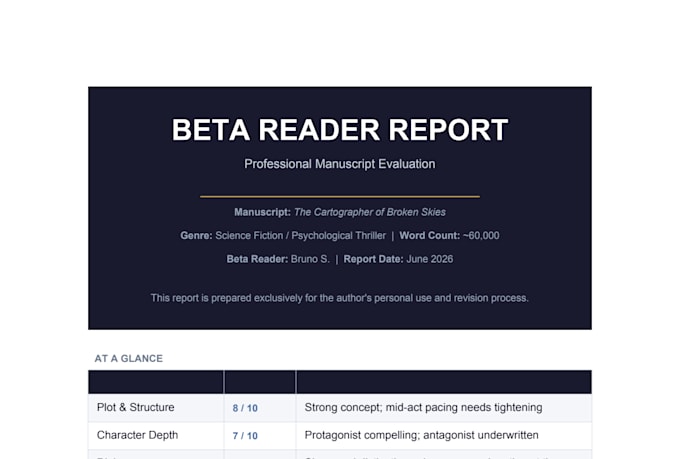 beta read your novel and provide detailed feedback